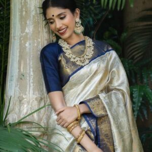 Traditional Kanchi Soft Silk Sari With Attached Blouse