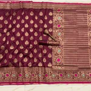 Banarasi Handloom very soft silk Weaving Saree With Rich Pallu N Rich Heavy zari Border