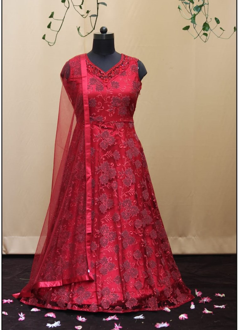 Kalyan Silks - Violet Color Net Gown To check out the details visit:  https://goo.gl/pP7n9X | Facebook