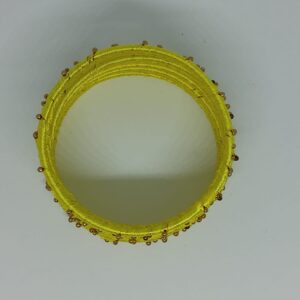Silk Thread Elegant Yellow Colour Bangles Set size (2.4)